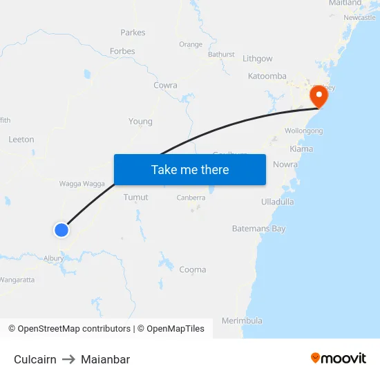 Culcairn to Maianbar map