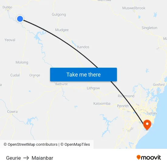 Geurie to Maianbar map