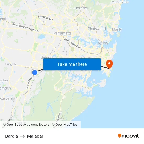 Bardia to Malabar map