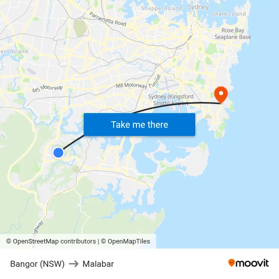 Bangor (NSW) to Malabar map