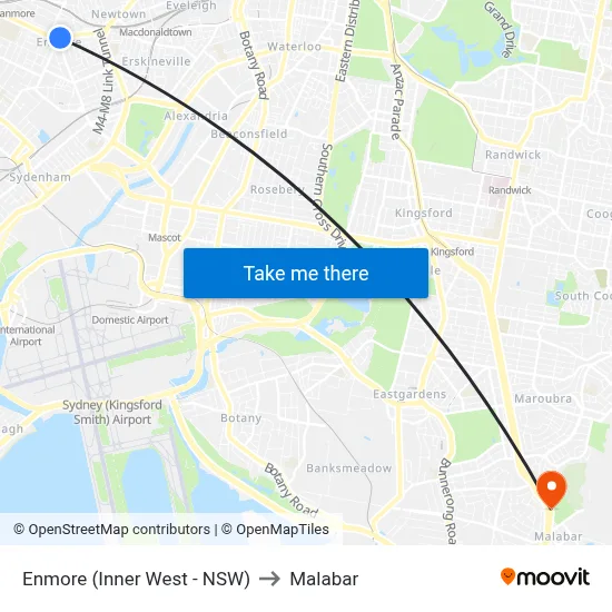 Enmore (Inner West - NSW) to Malabar map
