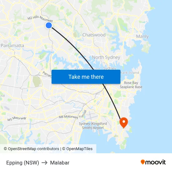 Epping (NSW) to Malabar map