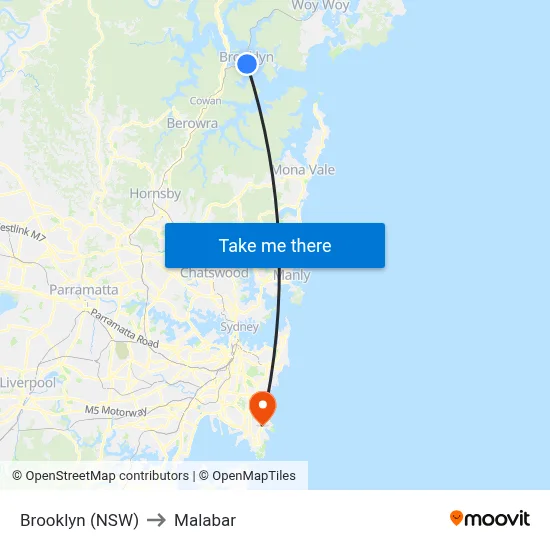 Brooklyn (NSW) to Malabar map