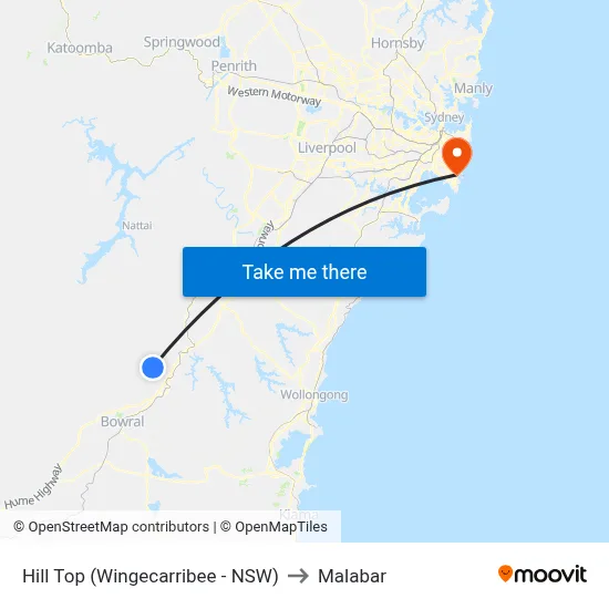 Hill Top (Wingecarribee - NSW) to Malabar map