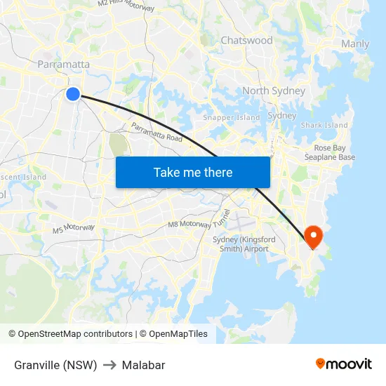 Granville (NSW) to Malabar map