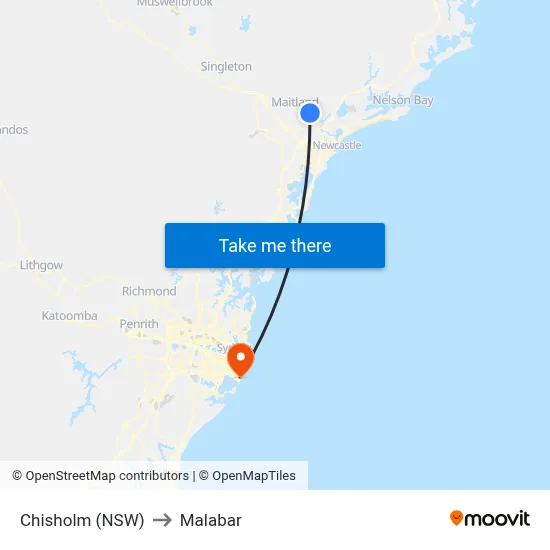 Chisholm (NSW) to Malabar map
