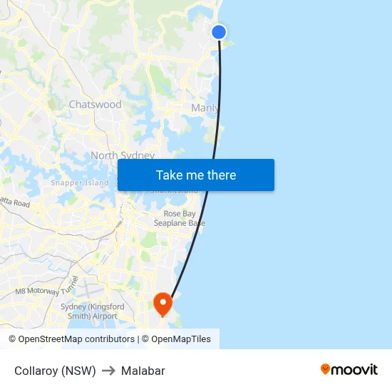 Collaroy (NSW) to Malabar map