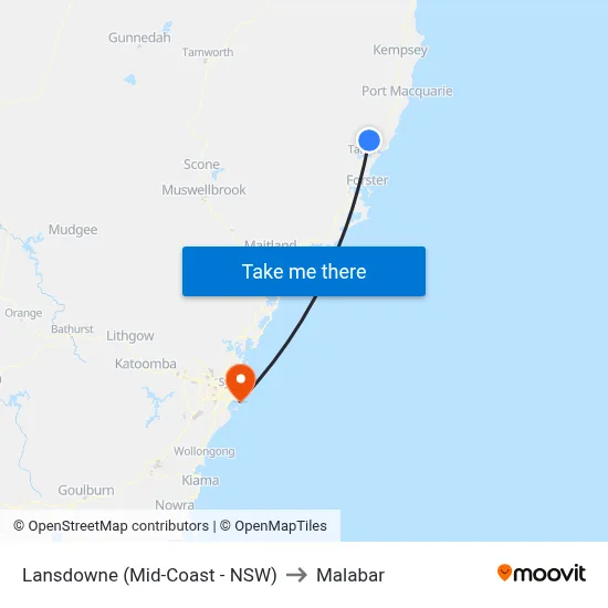 Lansdowne (Mid-Coast - NSW) to Malabar map