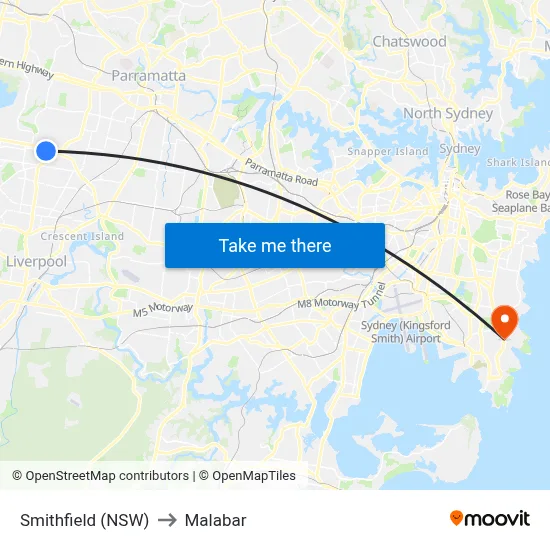 Smithfield (NSW) to Malabar map