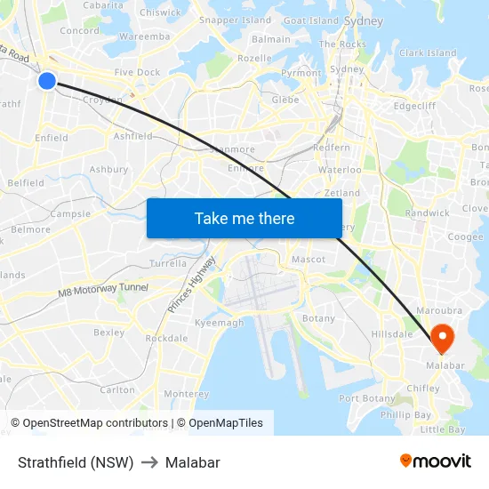 Strathfield (NSW) to Malabar map