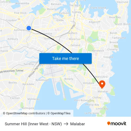 Summer Hill (Inner West - NSW) to Malabar map