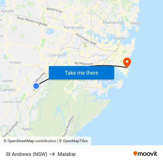 St Andrews (NSW) to Malabar map