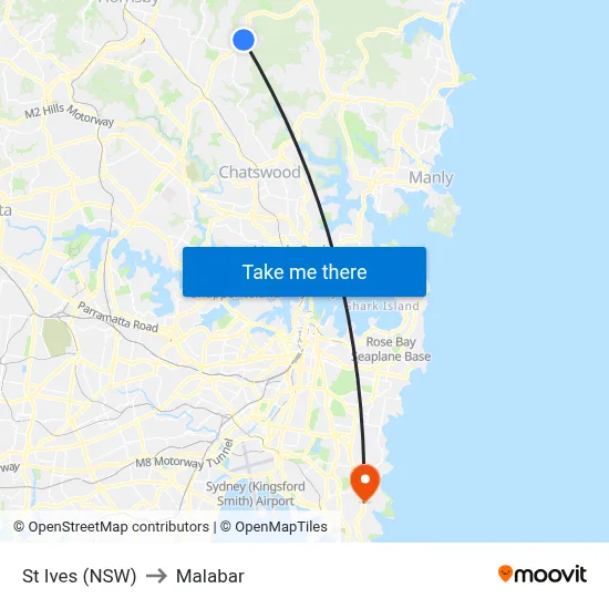 St Ives (NSW) to Malabar map