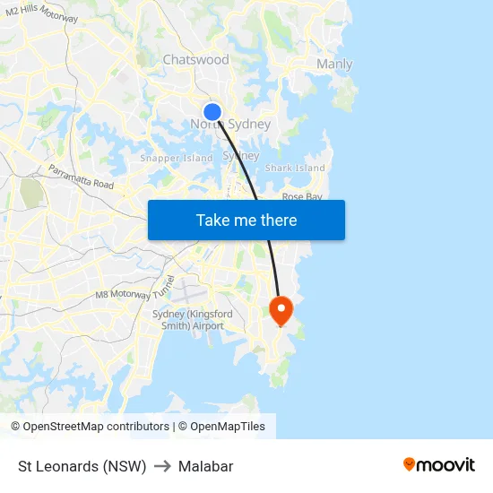 St Leonards (NSW) to Malabar map