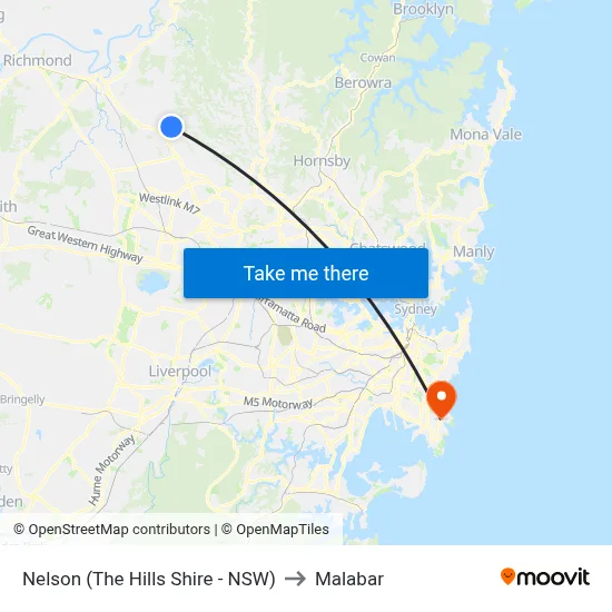 Nelson (The Hills Shire - NSW) to Malabar map