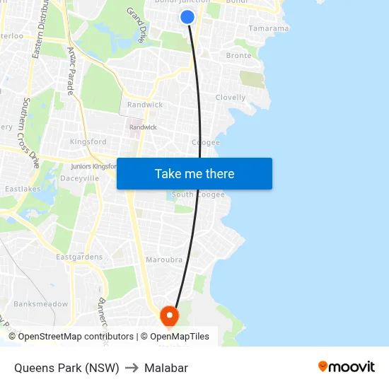 Queens Park (NSW) to Malabar map