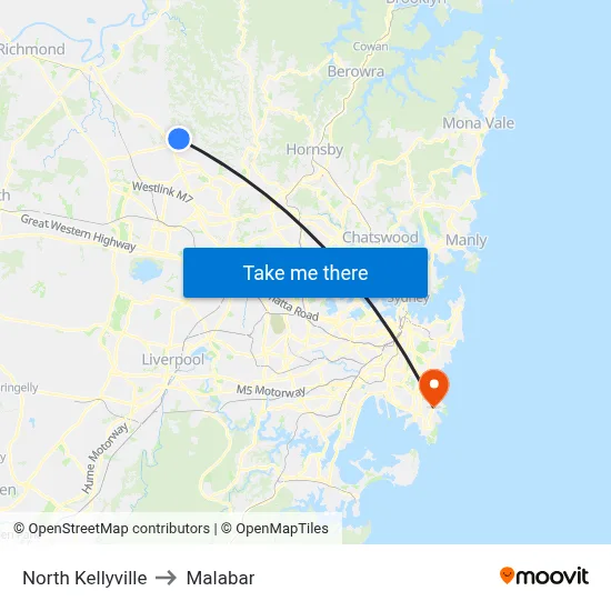North Kellyville to Malabar map