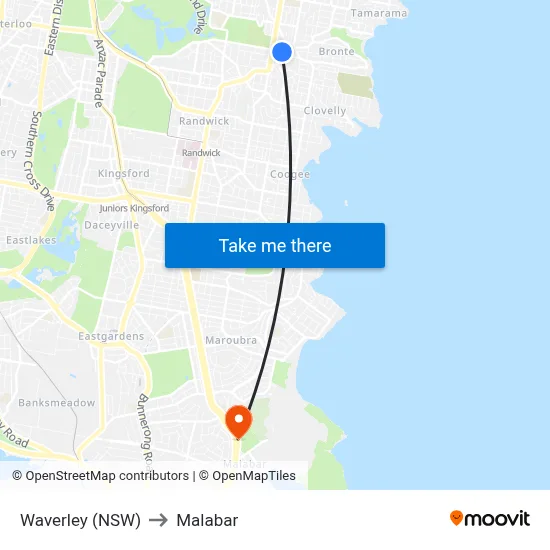 Waverley (NSW) to Malabar map