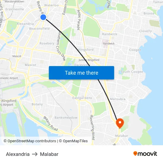 Alexandria to Malabar map