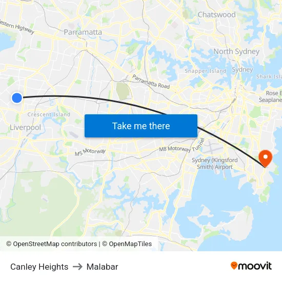 Canley Heights to Malabar map