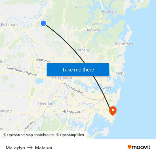 Maraylya to Malabar map