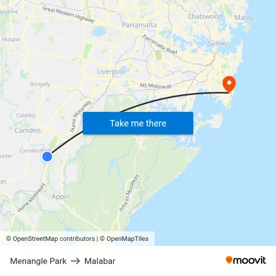 Menangle Park to Malabar map