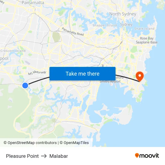 Pleasure Point to Malabar map