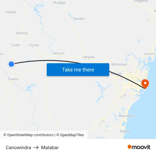 Canowindra to Malabar map