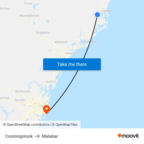 Coolongolook to Malabar map