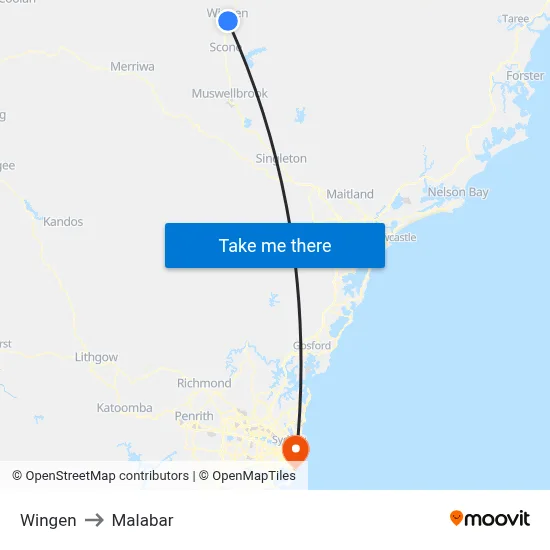 Wingen to Malabar map
