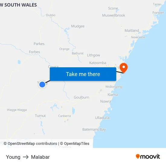 Young to Malabar map