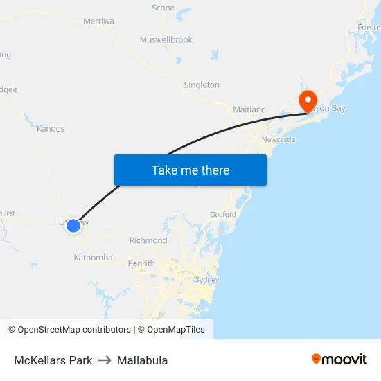 McKellars Park to Mallabula map