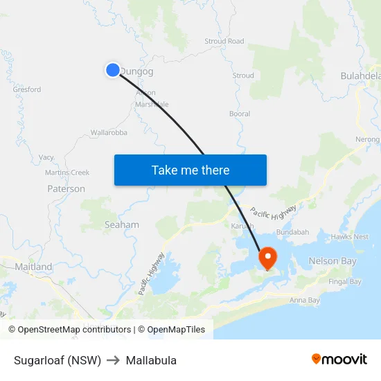 Sugarloaf (NSW) to Mallabula map