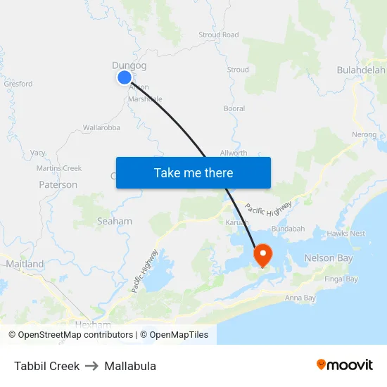 Tabbil Creek to Mallabula map