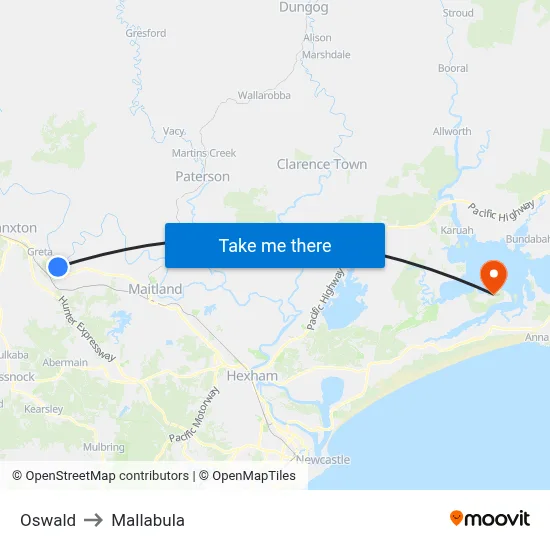 Oswald to Mallabula map