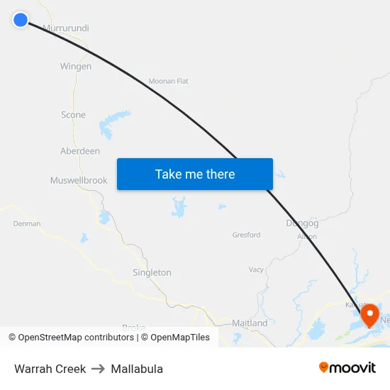 Warrah Creek to Mallabula map