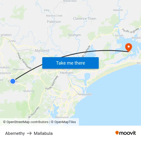 Abernethy to Mallabula map