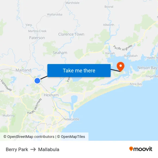 Berry Park to Mallabula map
