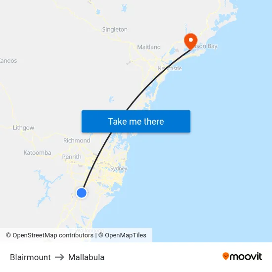 Blairmount to Mallabula map