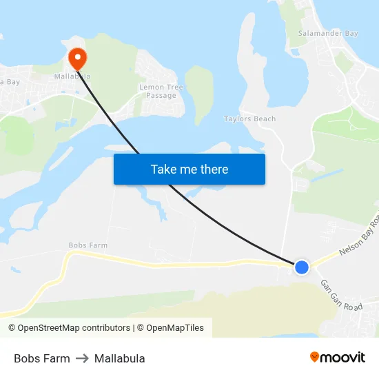 Bobs Farm to Mallabula map