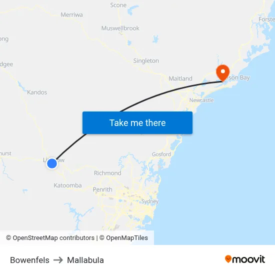 Bowenfels to Mallabula map