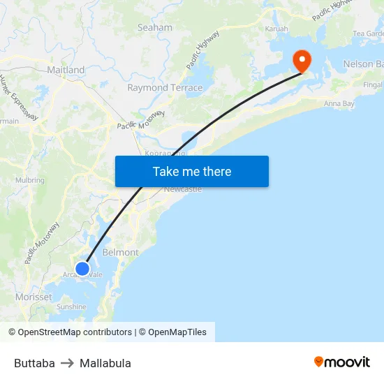 Buttaba to Mallabula map