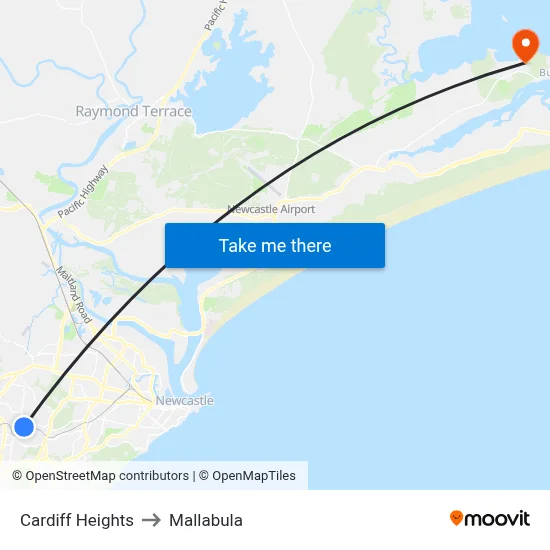 Cardiff Heights to Mallabula map