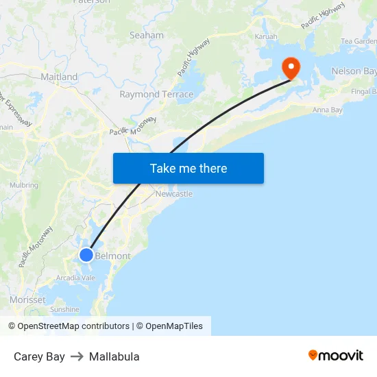 Carey Bay to Mallabula map
