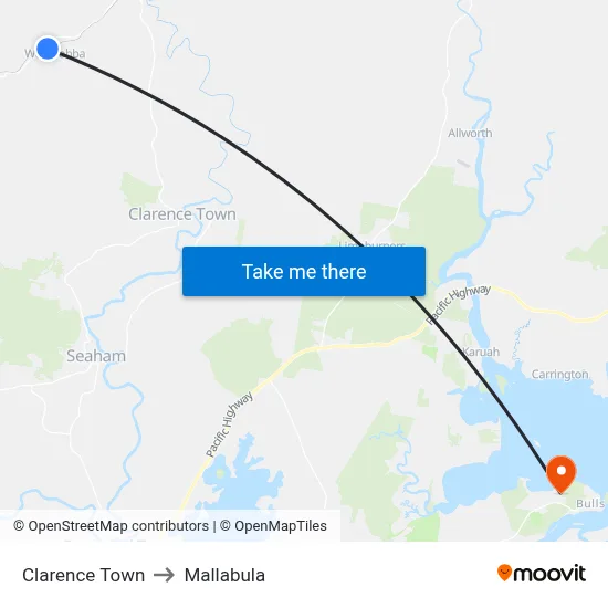 Clarence Town to Mallabula map