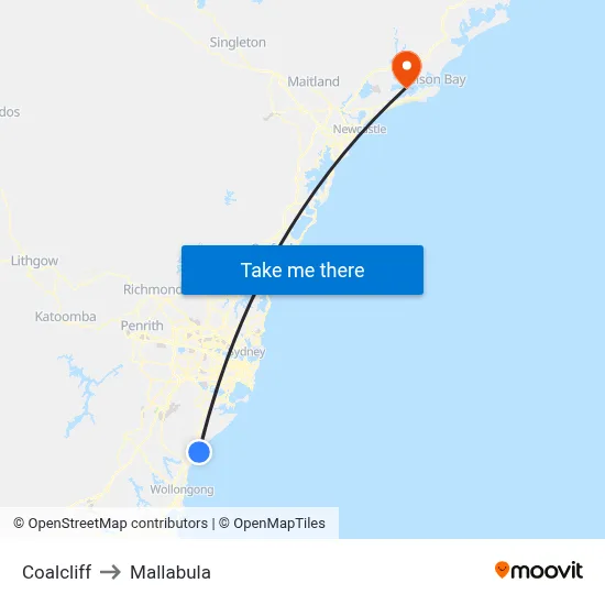 Coalcliff to Mallabula map