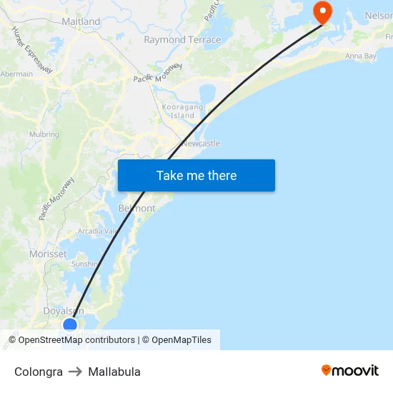 Colongra to Mallabula map