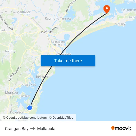 Crangan Bay to Mallabula map