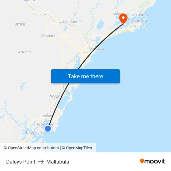 Daleys Point to Mallabula map