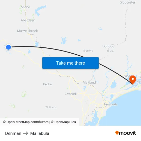 Denman to Mallabula map